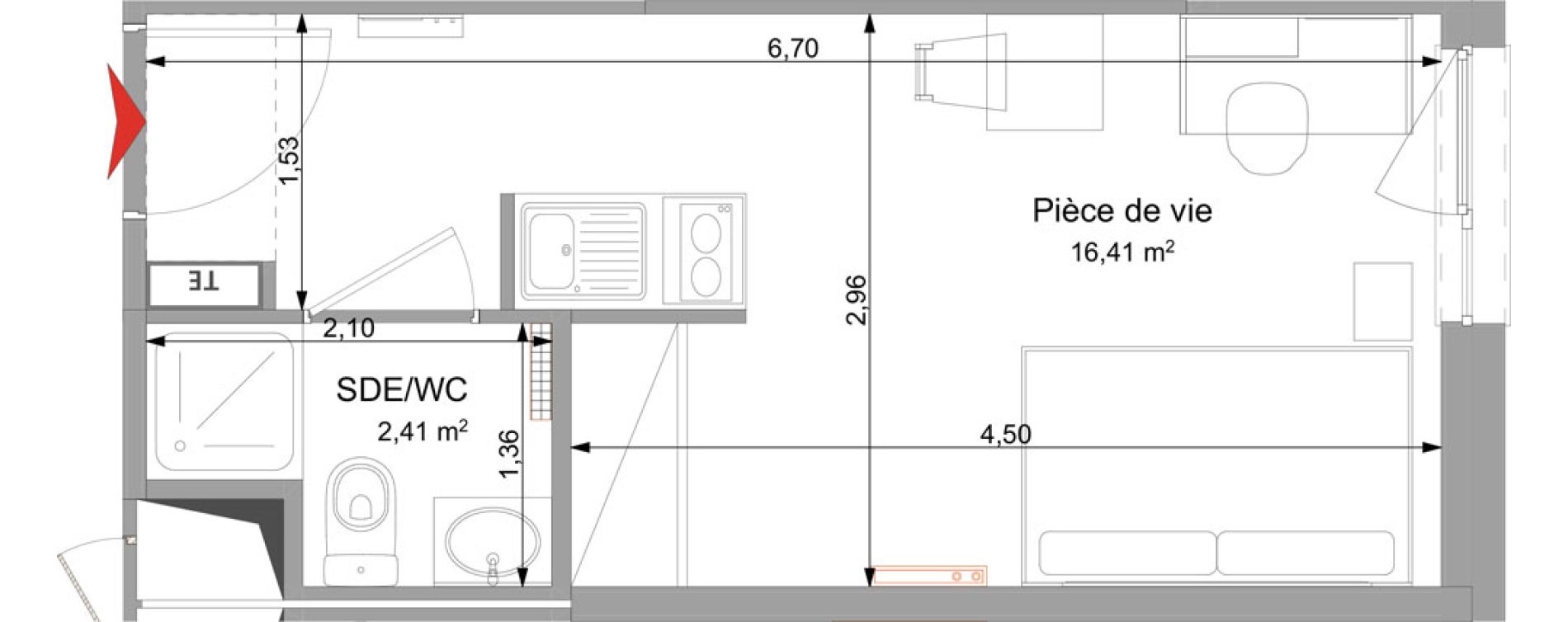 Appartement T1 meubl&eacute; de 18,82 m2 &agrave; Vand&oelig;uvre-L&egrave;s-Nancy Technopole nancy brabois