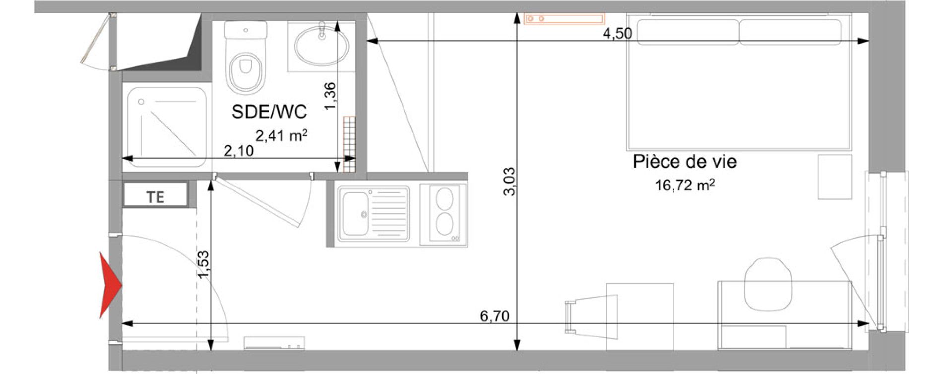 Appartement T1 meubl&eacute; de 19,13 m2 &agrave; Vand&oelig;uvre-L&egrave;s-Nancy Technopole nancy brabois