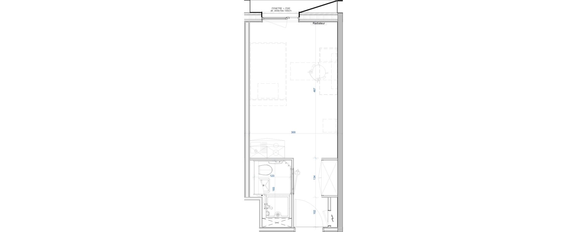 Appartement T1 meubl&eacute; de 19,03 m2 &agrave; Vand&oelig;uvre-L&egrave;s-Nancy V&eacute;lodrome - reclus callot