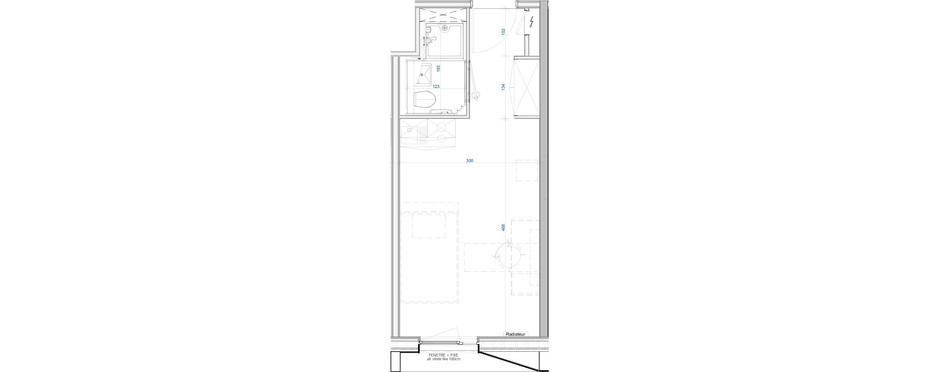 Appartement T1 meubl&eacute; de 19,03 m2 &agrave; Vand&oelig;uvre-L&egrave;s-Nancy V&eacute;lodrome - reclus callot