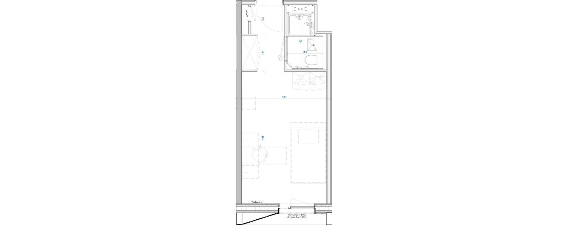 Appartement T1 meubl&eacute; de 19,03 m2 &agrave; Vand&oelig;uvre-L&egrave;s-Nancy V&eacute;lodrome - reclus callot