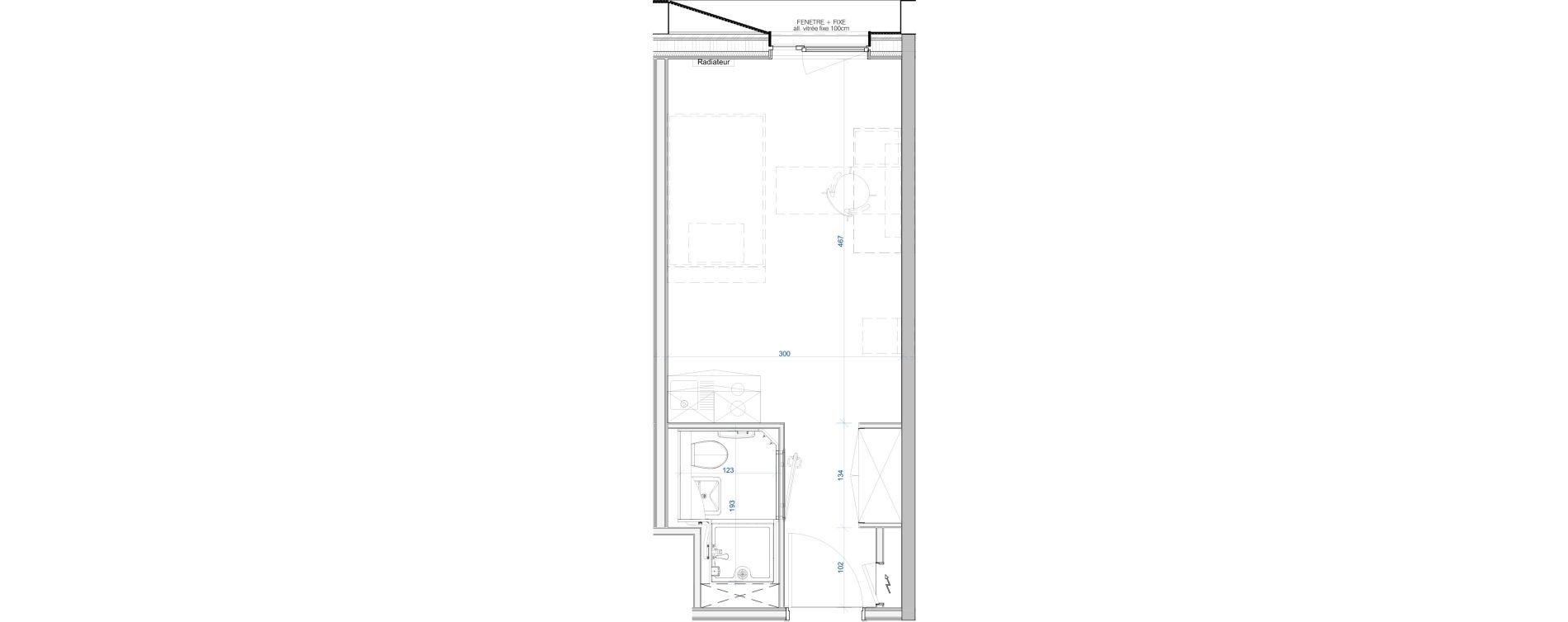 Appartement T1 meubl&eacute; de 19,03 m2 &agrave; Vand&oelig;uvre-L&egrave;s-Nancy V&eacute;lodrome - reclus callot