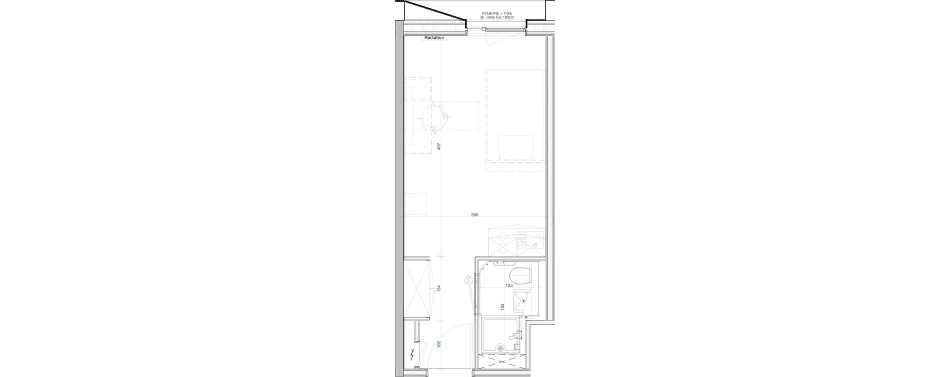 Appartement T1 meubl&eacute; de 19,03 m2 &agrave; Vand&oelig;uvre-L&egrave;s-Nancy V&eacute;lodrome - reclus callot