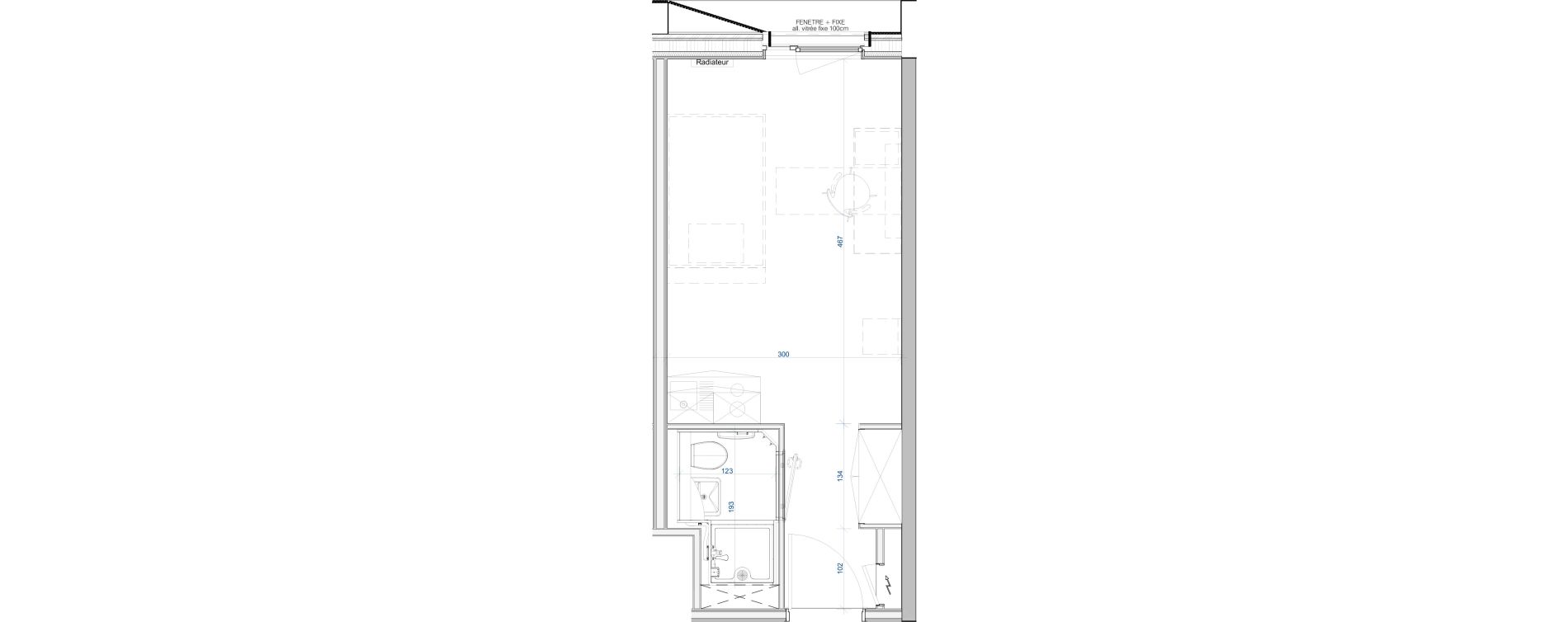 Appartement T1 meubl&eacute; de 19,03 m2 &agrave; Vand&oelig;uvre-L&egrave;s-Nancy V&eacute;lodrome - reclus callot