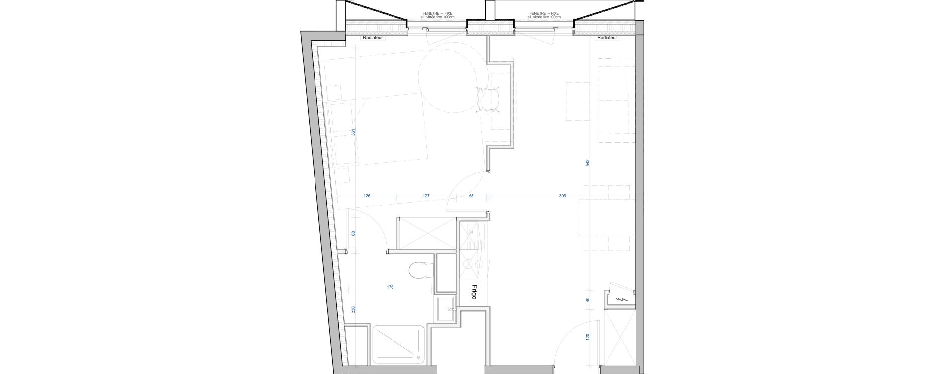 Appartement T2 meubl&eacute; de 41,71 m2 &agrave; Vand&oelig;uvre-L&egrave;s-Nancy V&eacute;lodrome - reclus callot