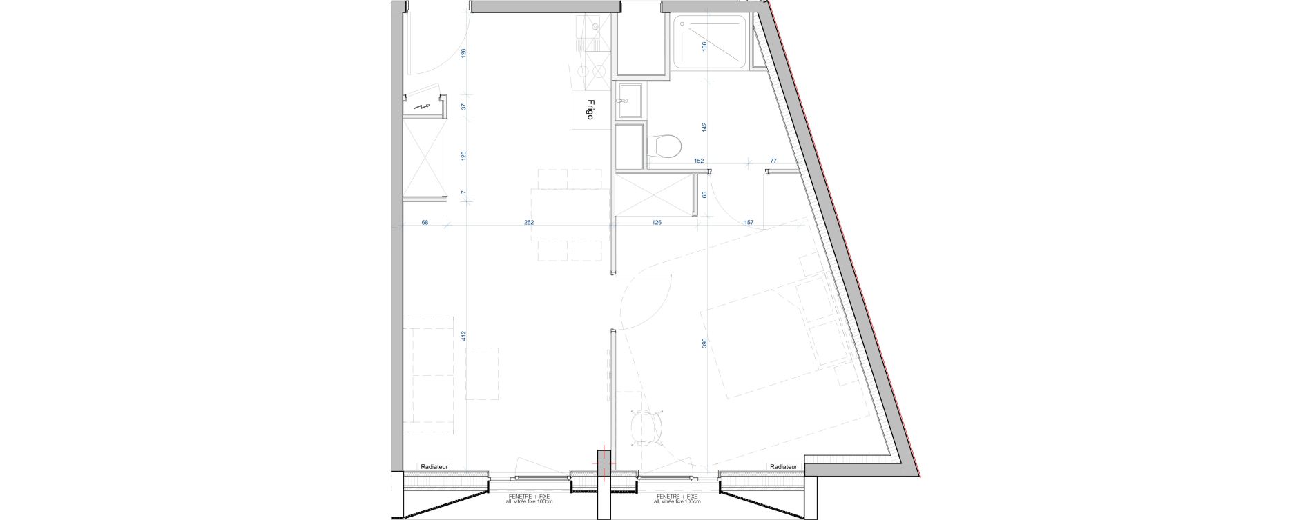Appartement T2 meubl&eacute; de 42,47 m2 &agrave; Vand&oelig;uvre-L&egrave;s-Nancy V&eacute;lodrome - reclus callot