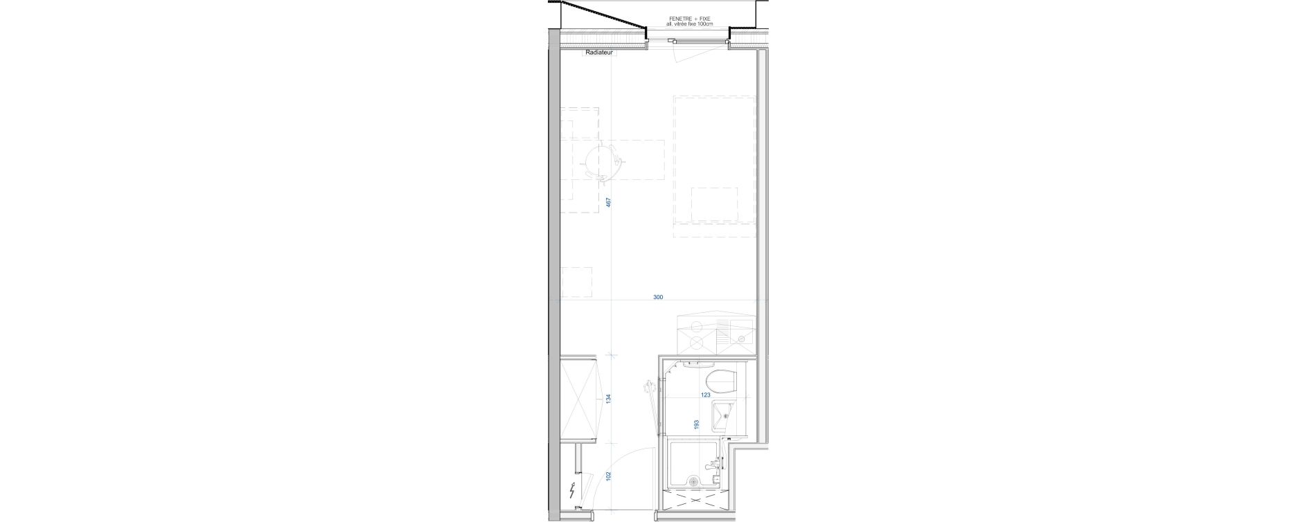 Appartement T1 meubl&eacute; de 19,03 m2 &agrave; Vand&oelig;uvre-L&egrave;s-Nancy V&eacute;lodrome - reclus callot