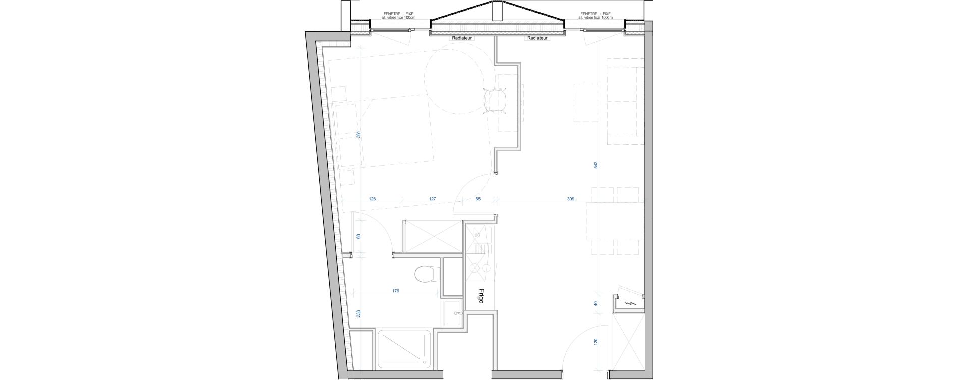 Appartement T2 meubl&eacute; de 41,71 m2 &agrave; Vand&oelig;uvre-L&egrave;s-Nancy V&eacute;lodrome - reclus callot