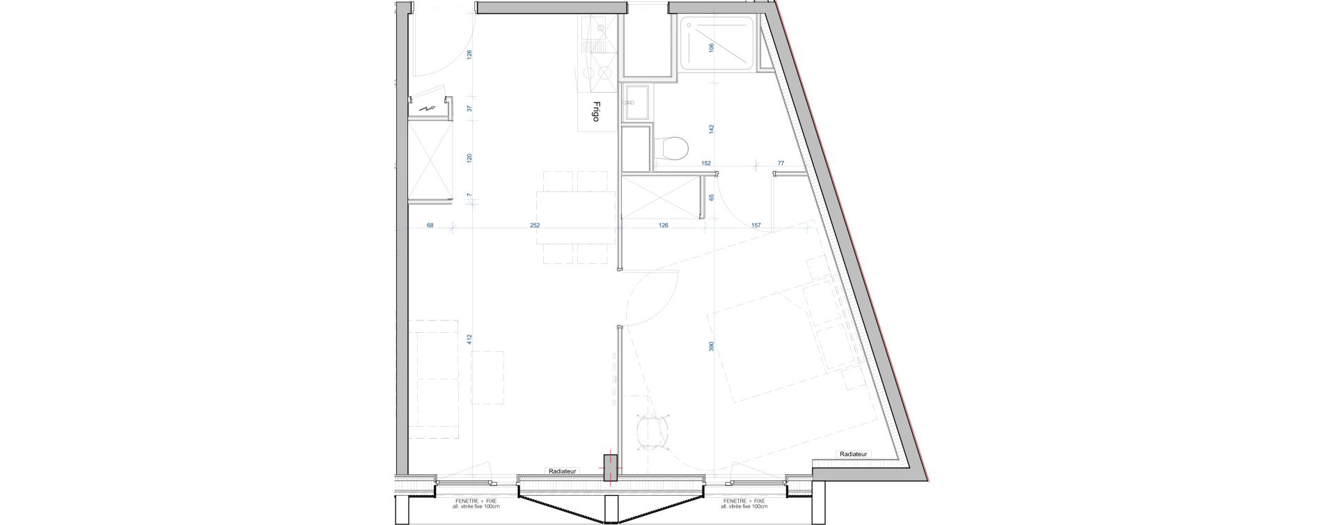 Appartement T2 meubl&eacute; de 42,47 m2 &agrave; Vand&oelig;uvre-L&egrave;s-Nancy V&eacute;lodrome - reclus callot