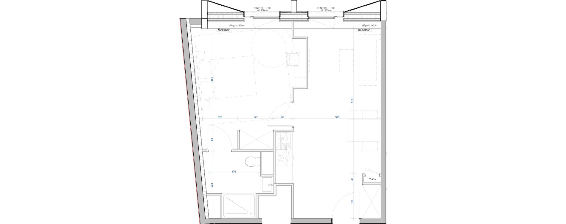 Appartement T2 meubl&eacute; de 40,05 m2 &agrave; Vand&oelig;uvre-L&egrave;s-Nancy V&eacute;lodrome - reclus callot
