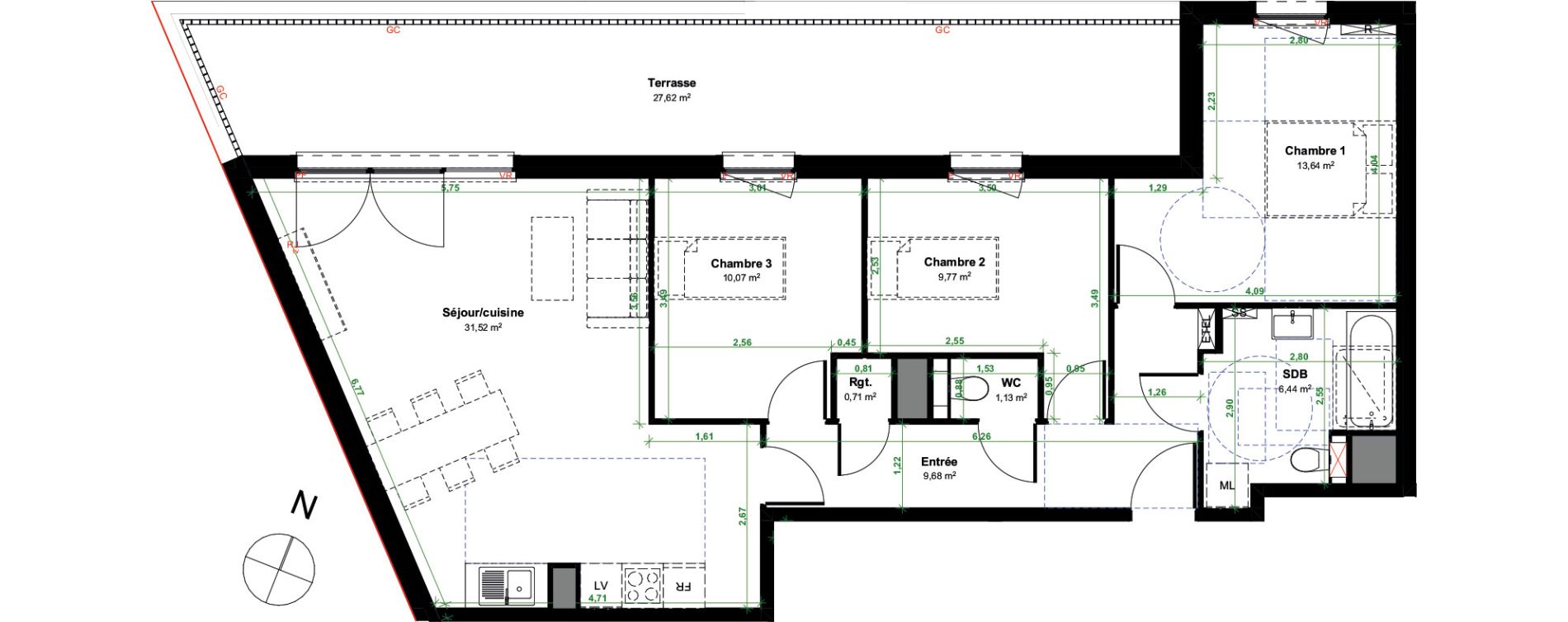 Appartement T4 de 82,96 m2 &agrave; Villers-L&egrave;s-Nancy Centre