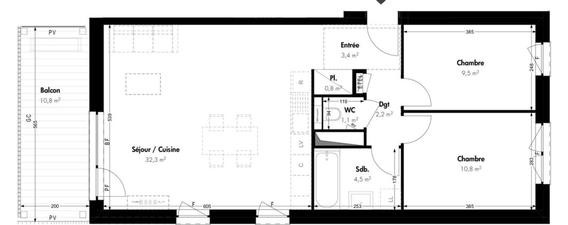Appartement T3 de 64,65 m2 &agrave; Villerupt Cantebonne