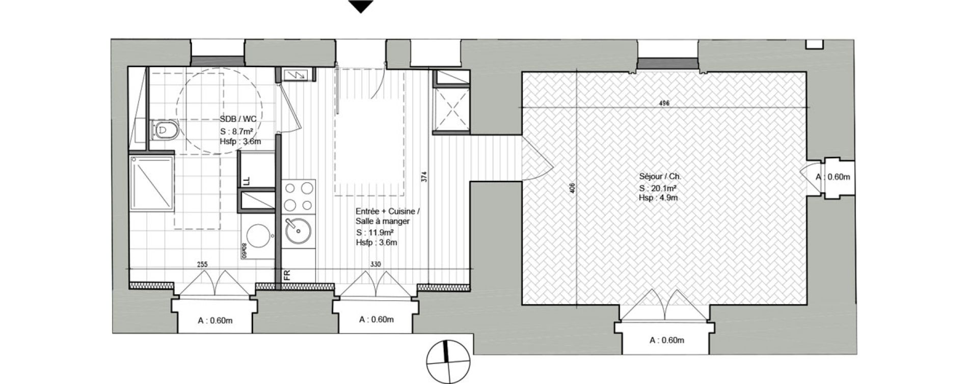 Appartement T1 bis de 40,70 m2 &agrave; Ars-Laquenexy Centre