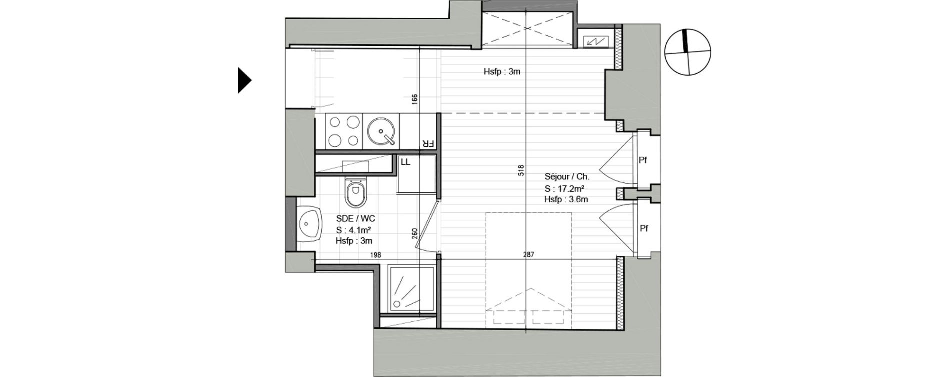 Appartement T1 de 21,30 m2 &agrave; Ars-Laquenexy Centre