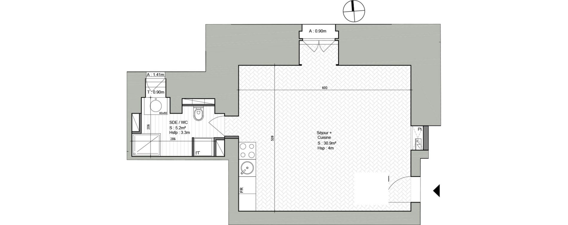 Appartement T1 de 36,10 m2 &agrave; Ars-Laquenexy Centre