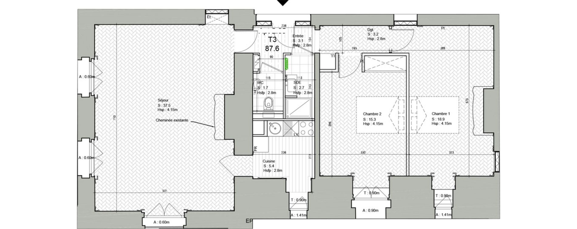 Appartement T3 de 87,60 m2 &agrave; Ars-Laquenexy Centre