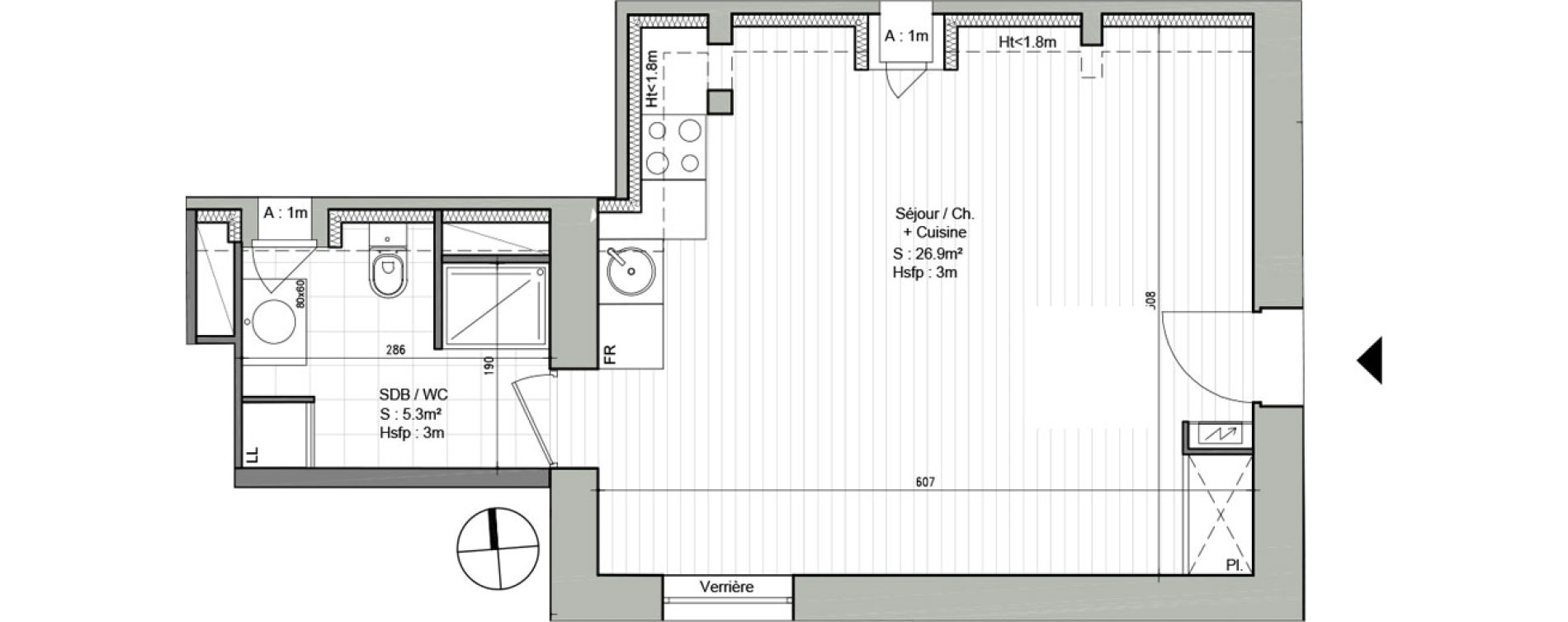 Appartement T1 de 32,20 m2 &agrave; Ars-Laquenexy Centre