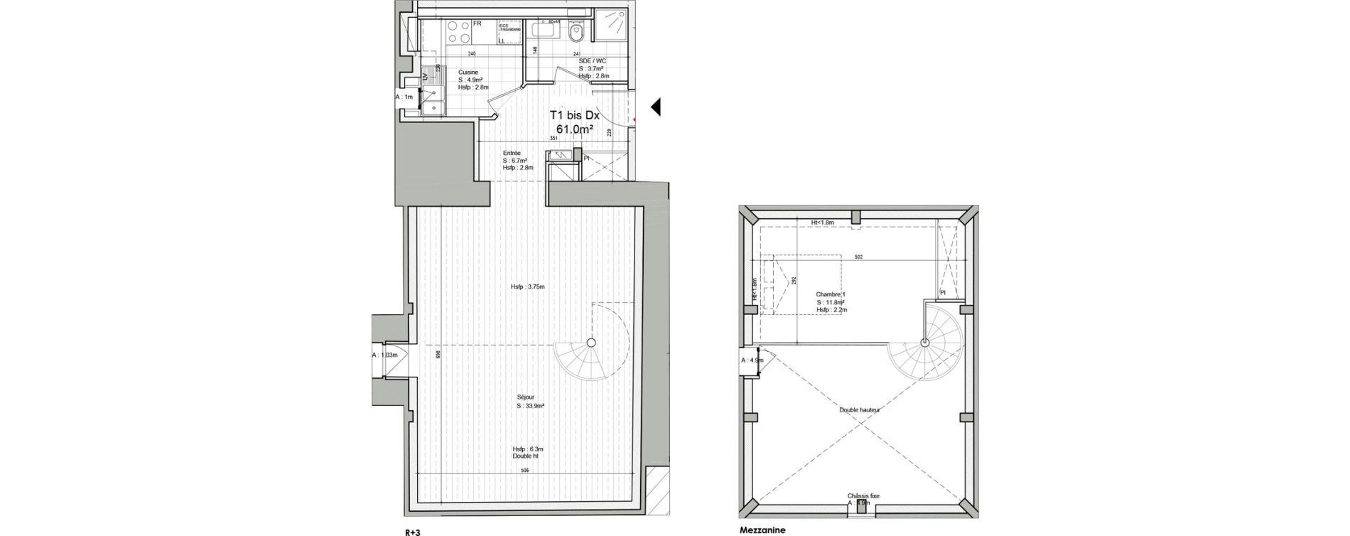 Duplex T2 bis de 61,00 m2 &agrave; Ars-Laquenexy Centre
