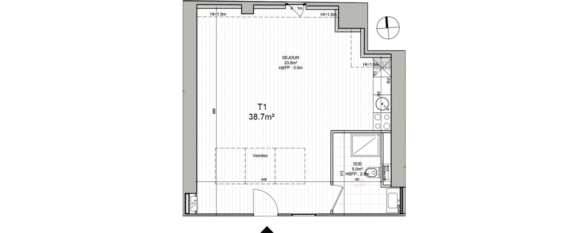 Appartement T1 de 38,70 m2 &agrave; Ars-Laquenexy Centre