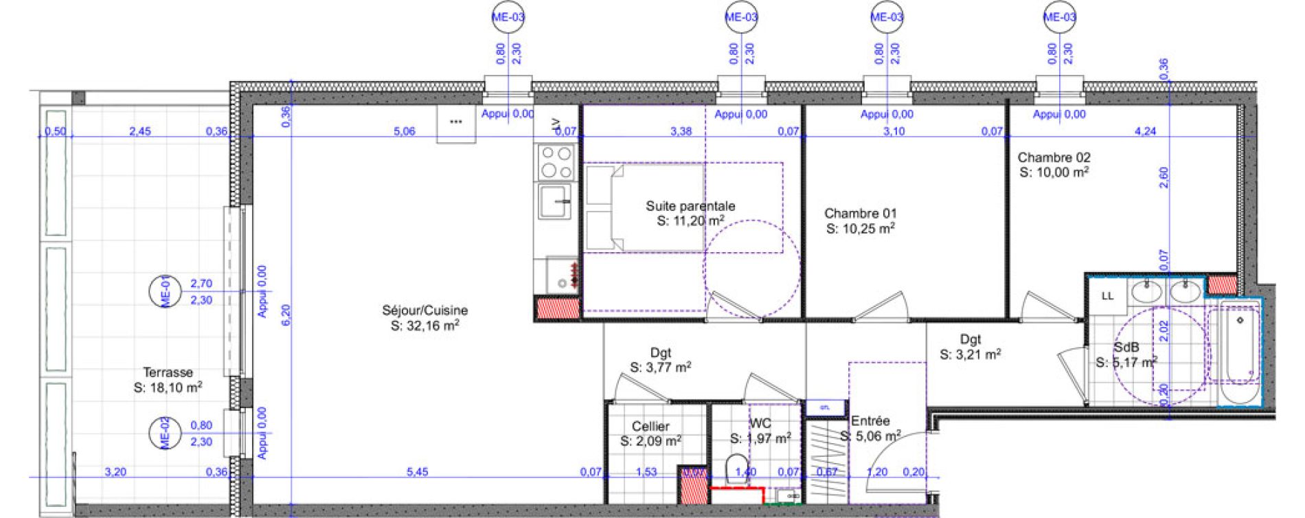 Appartement T4 de 84,88 m2 &agrave; Basse-Ham Centre