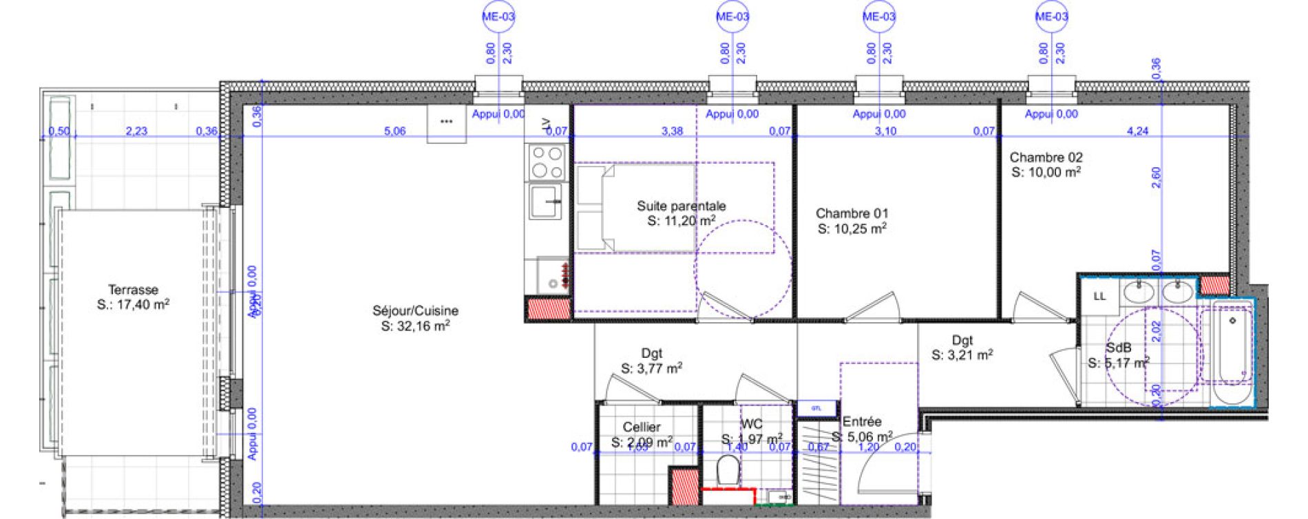 Appartement T4 de 84,88 m2 &agrave; Basse-Ham Centre