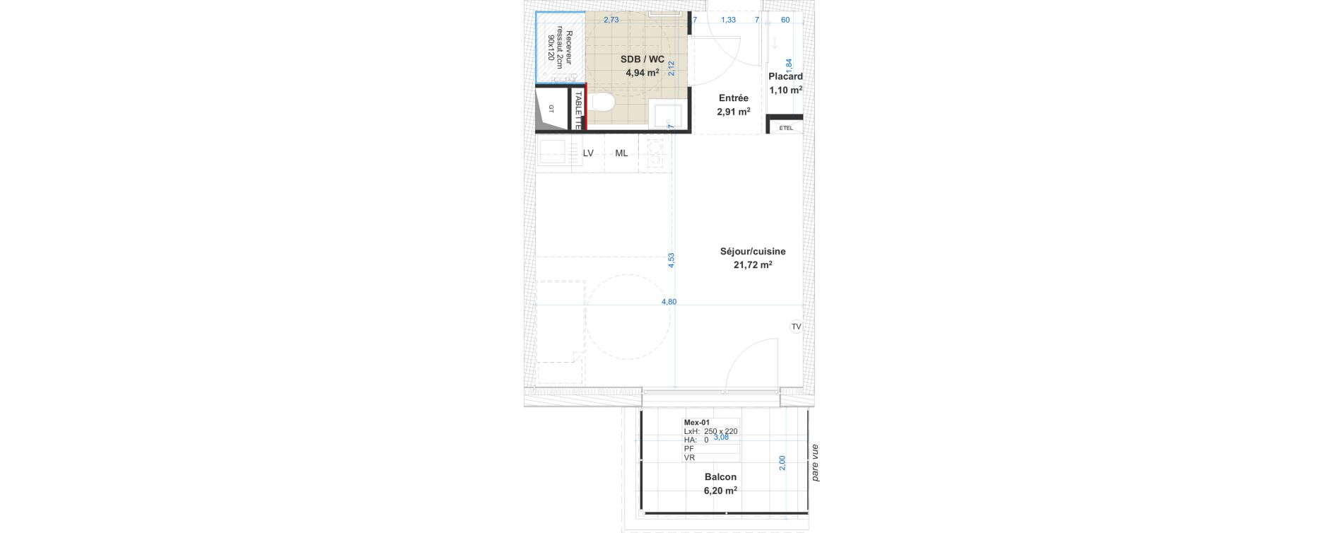 Appartement T1 de 30,67 m2 &agrave; Cattenom Centre