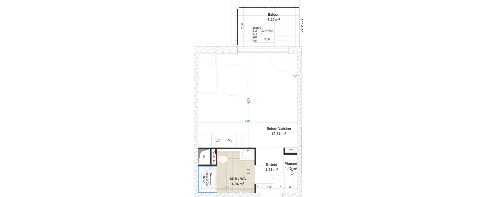 Appartement T1 de 30,67 m2 &agrave; Cattenom Centre