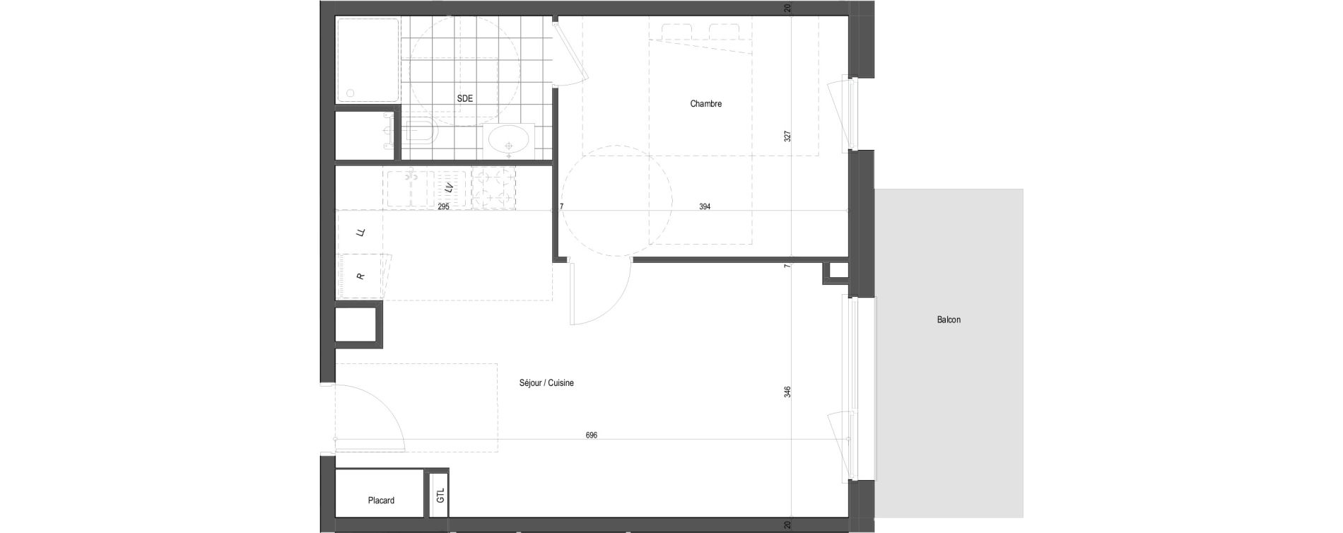 Appartement T2 de 45,12 m2 &agrave; Florange Poncelet - le bon robert - luxembourg