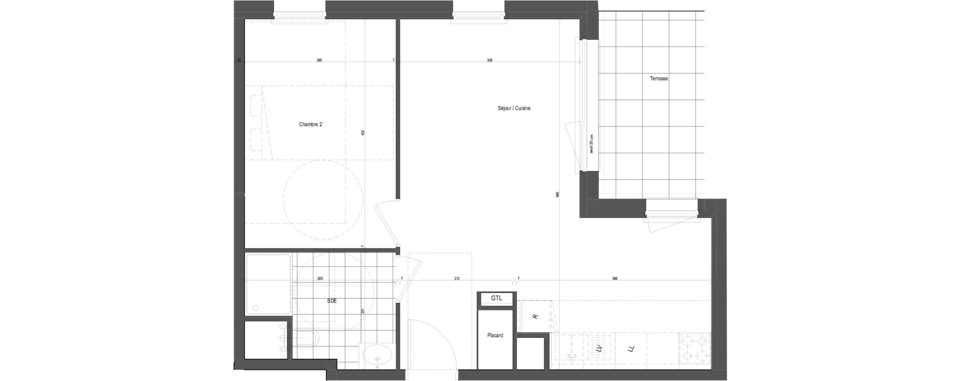 Appartement T2 de 46,16 m2 &agrave; Florange Poncelet - le bon robert - luxembourg