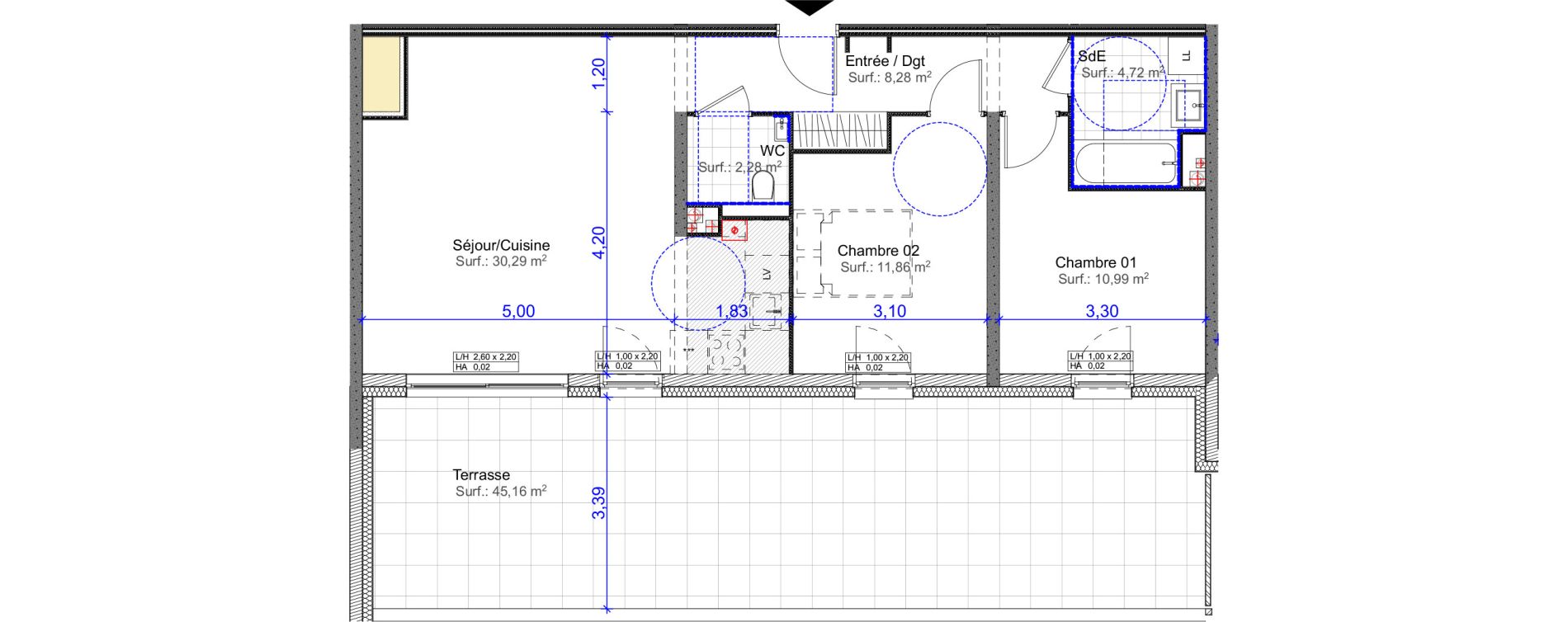 Appartement T3 de 68,64 m2 &agrave; Florange Centre