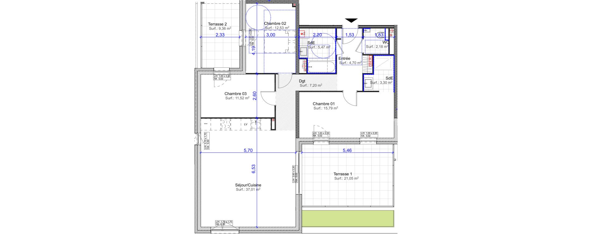 Appartement T4 de 99,70 m2 &agrave; Florange Centre