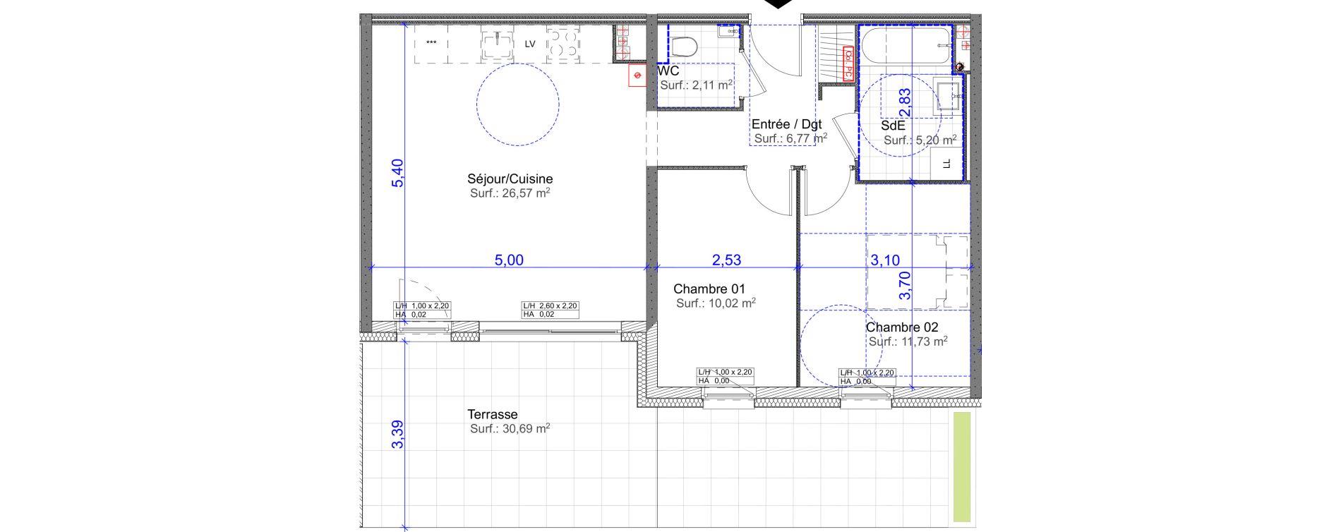 Appartement T3 de 62,40 m2 &agrave; Florange Centre