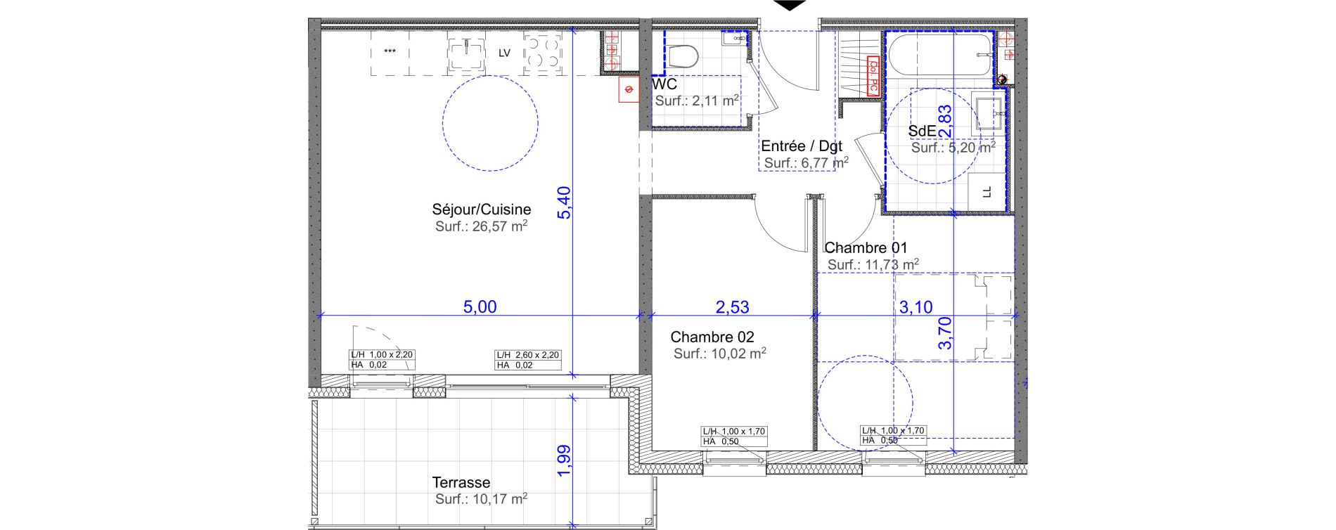 Appartement T3 de 62,40 m2 &agrave; Florange Centre