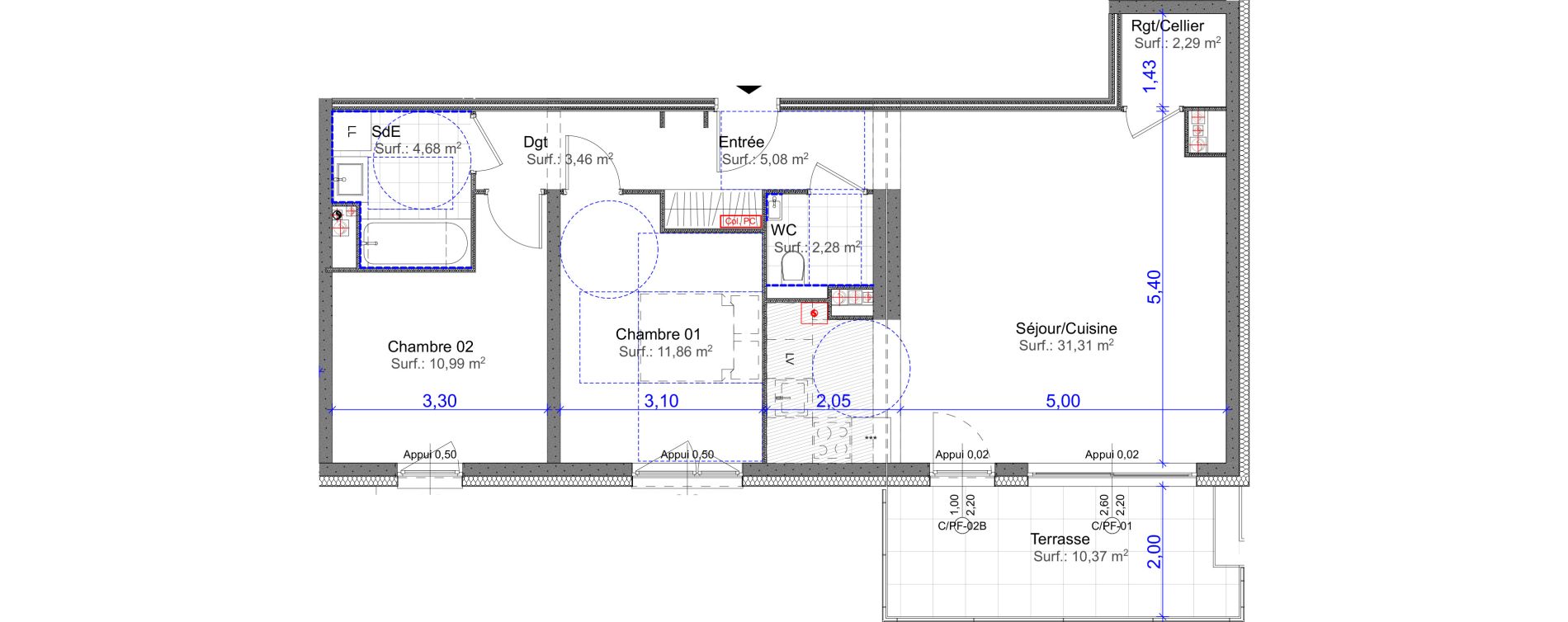 Appartement T3 de 71,95 m2 &agrave; Florange Centre