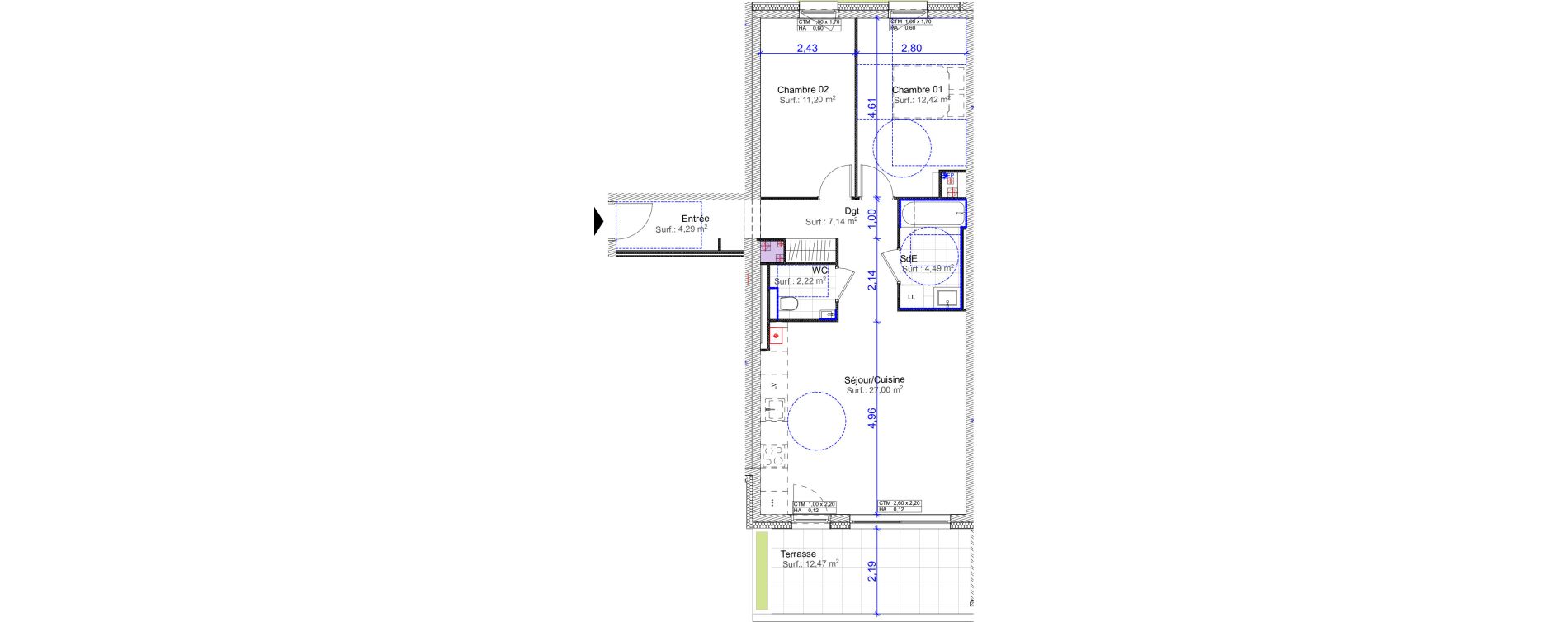 Appartement T3 de 68,76 m2 &agrave; Florange Centre