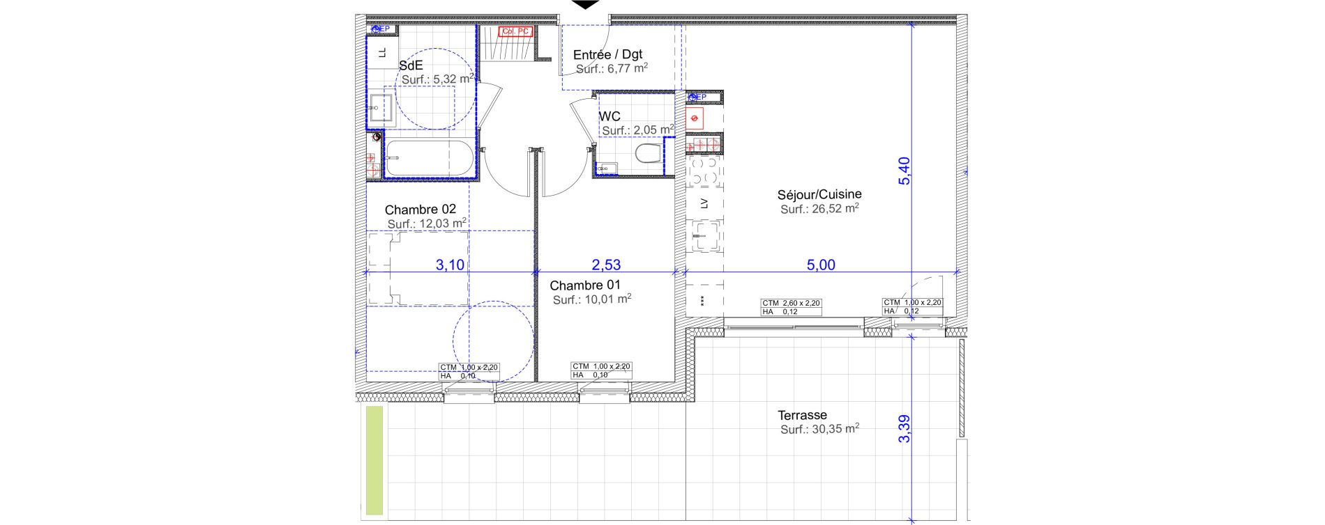 Appartement T3 de 62,70 m2 &agrave; Florange Centre