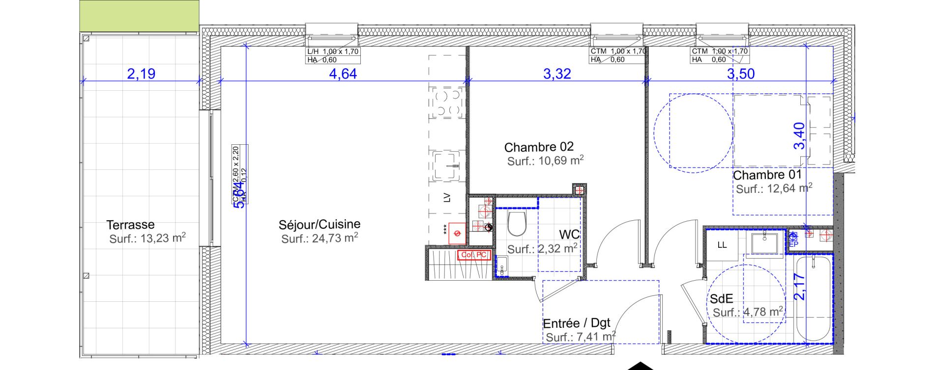 Appartement T3 de 62,57 m2 &agrave; Florange Centre