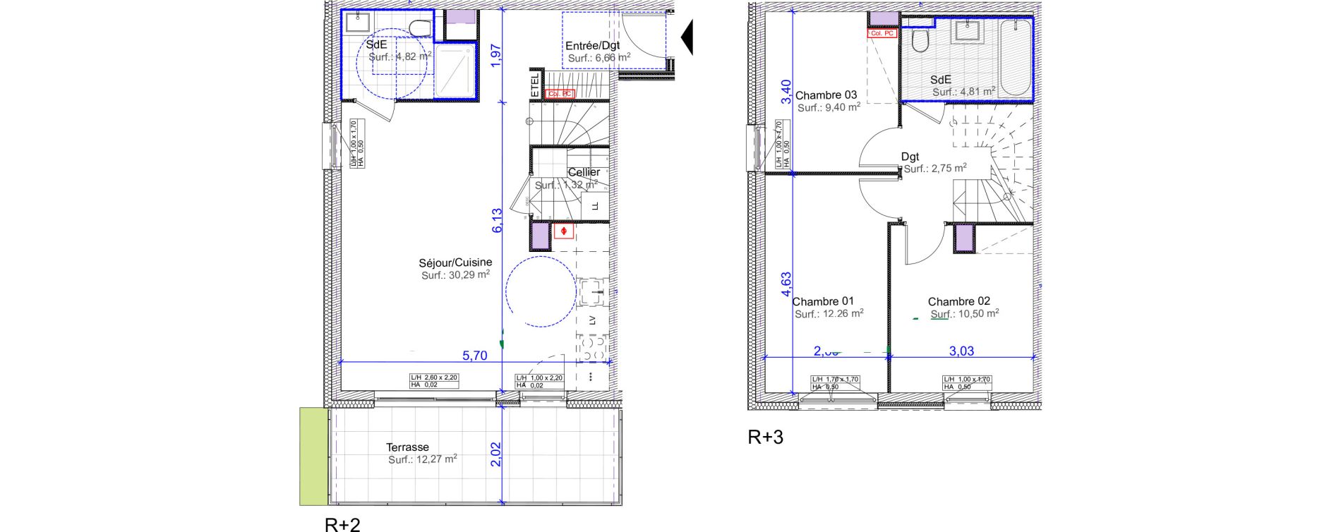 Duplex T4 de 82,81 m2 &agrave; Florange Centre