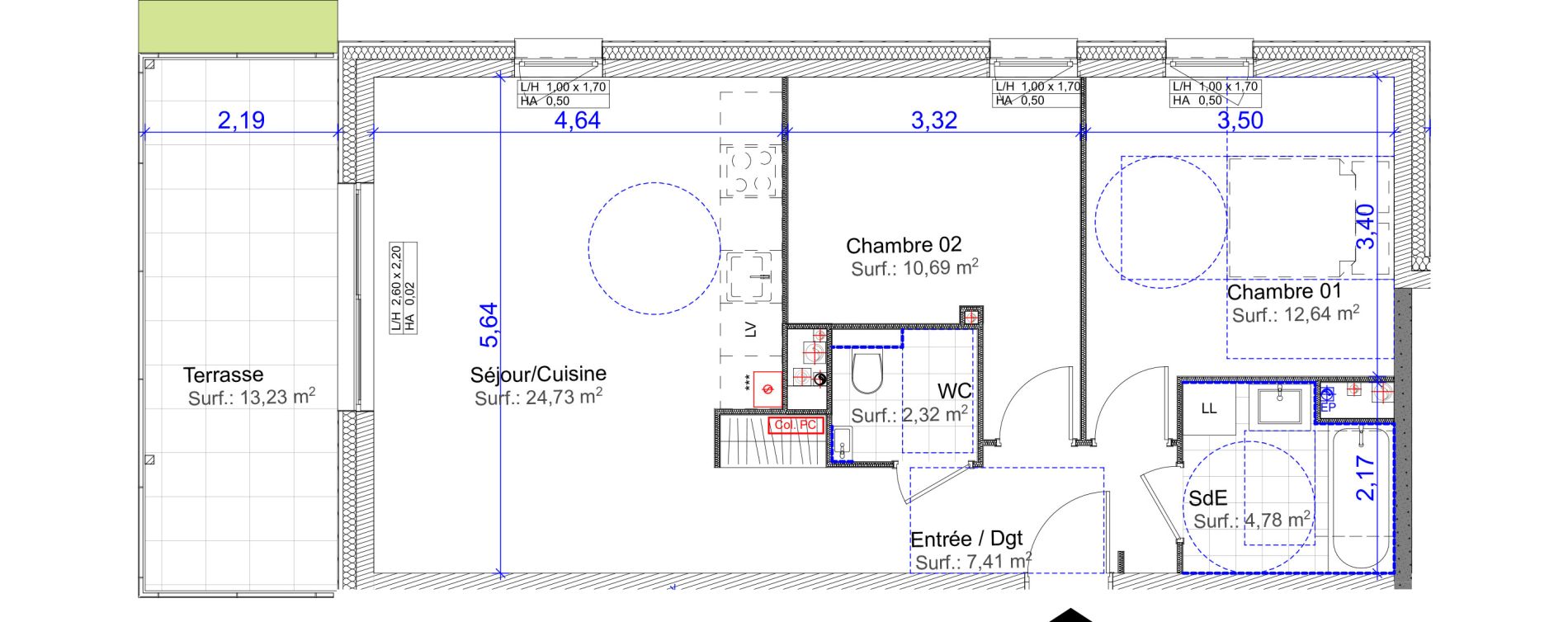 Appartement T3 de 62,57 m2 &agrave; Florange Centre