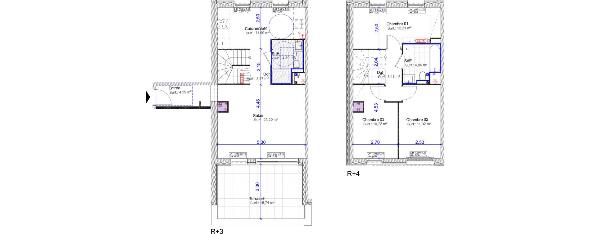 Duplex T4 de 89,14 m2 &agrave; Florange Centre