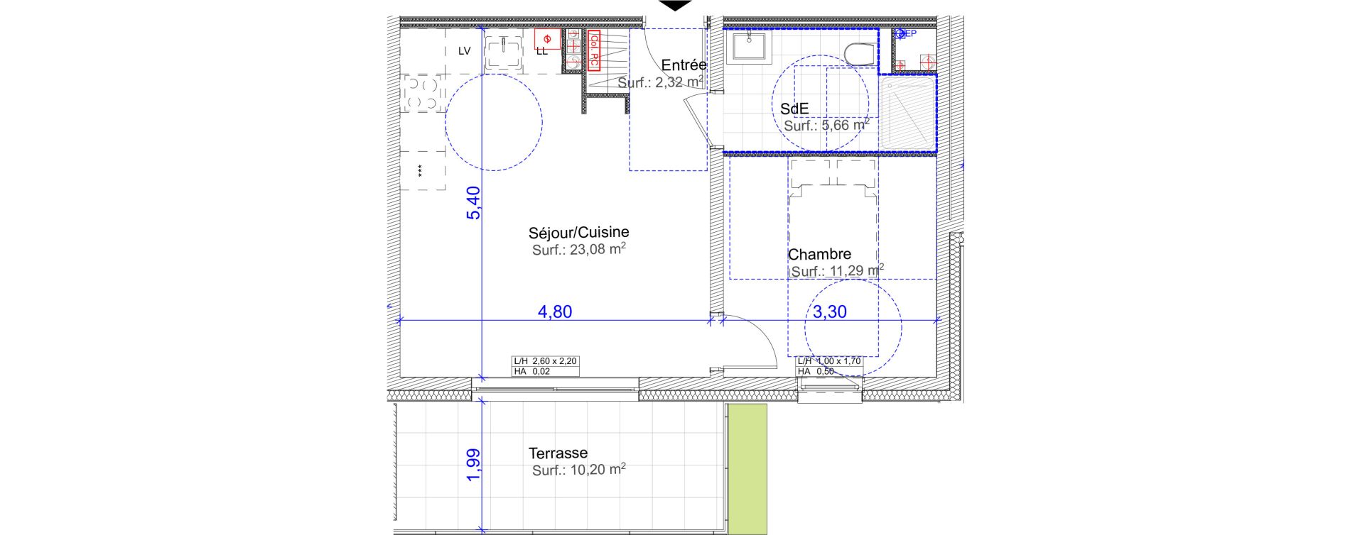 Appartement T2 de 42,35 m2 &agrave; Florange Centre