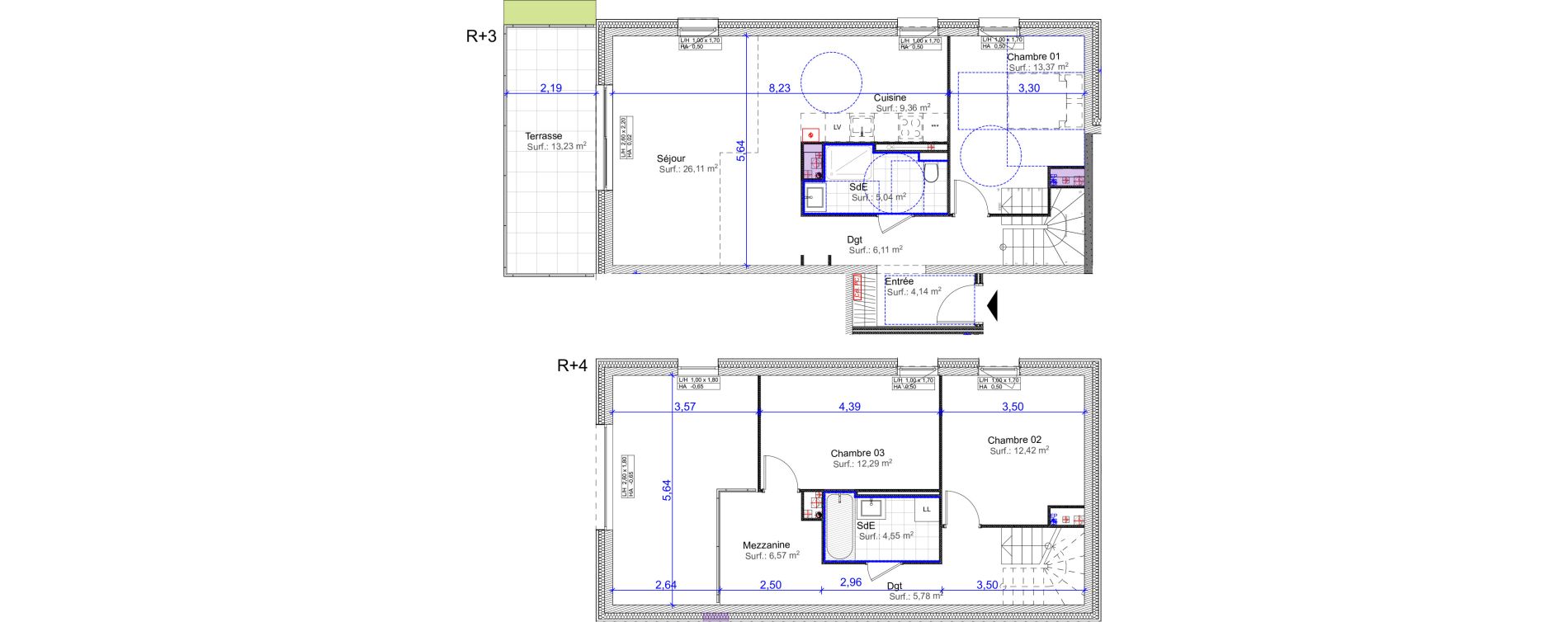 Duplex T4 de 105,74 m2 &agrave; Florange Centre