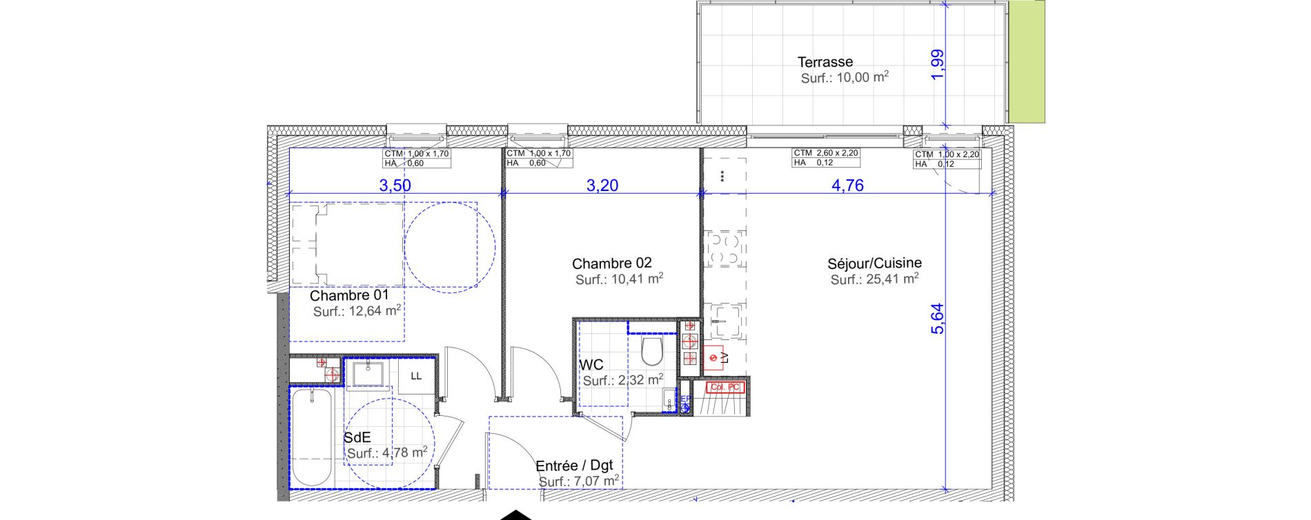 Appartement T3 de 62,63 m2 &agrave; Florange Centre