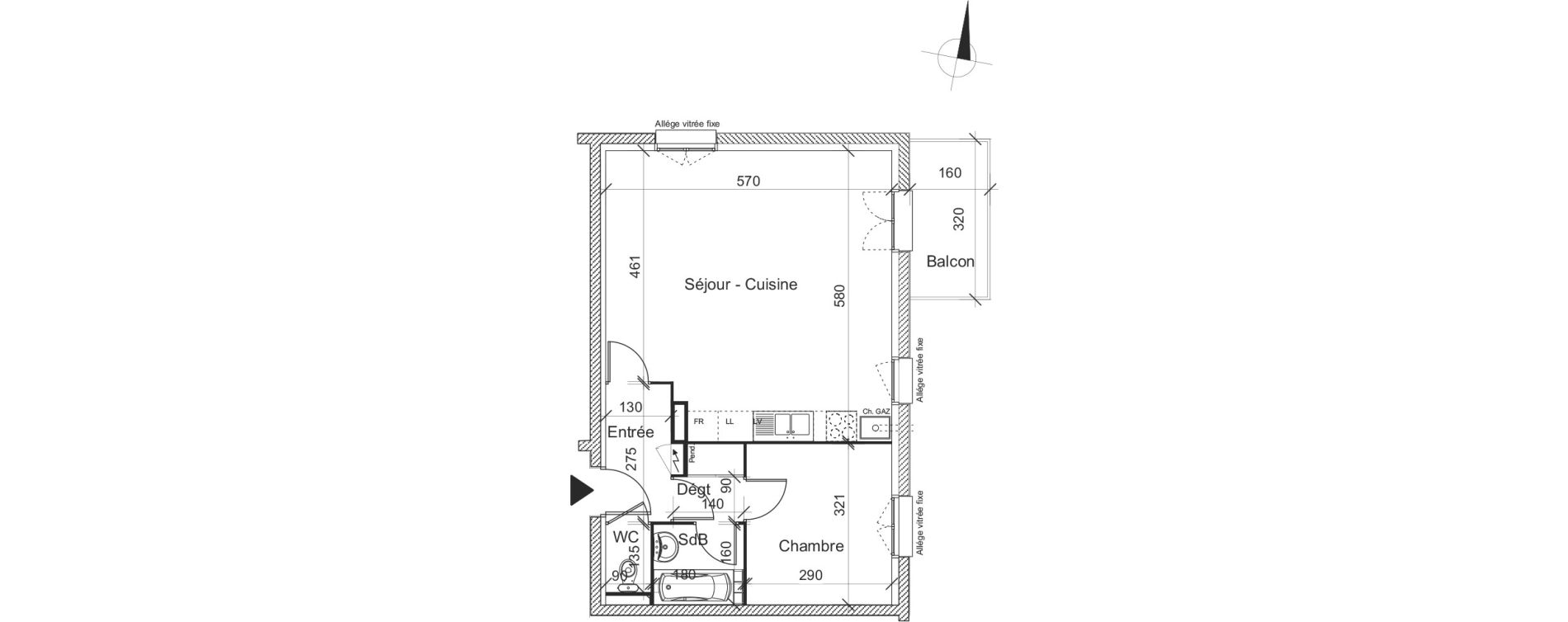 Appartement T3 de 50,14 m2 &agrave; Gu&eacute;nange Centre