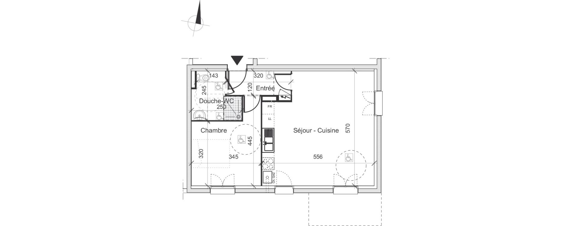 Appartement T2 de 50,29 m2 &agrave; Gu&eacute;nange Centre