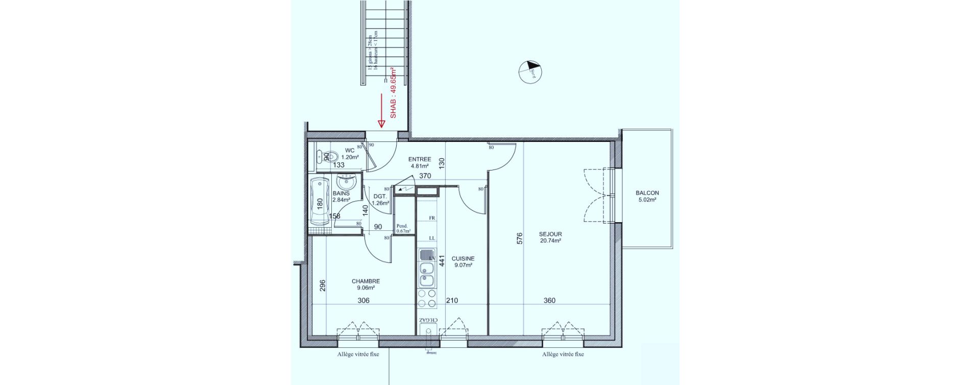 Appartement T2 de 49,65 m2 à Guénange Centre
