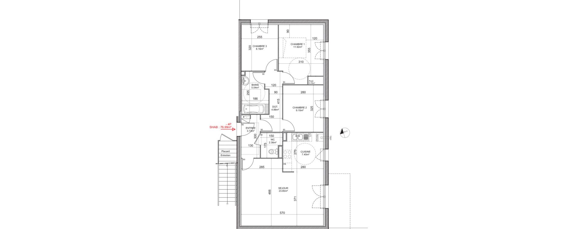 Appartement T4 de 76,99 m2 à Guénange Centre