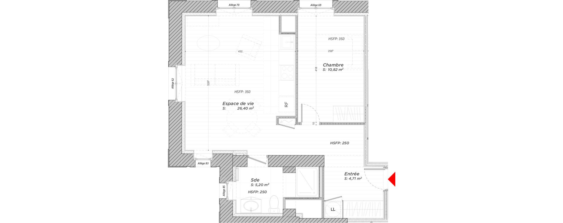 Appartement T2 de 47,13 m2 &agrave; Hayange Centre