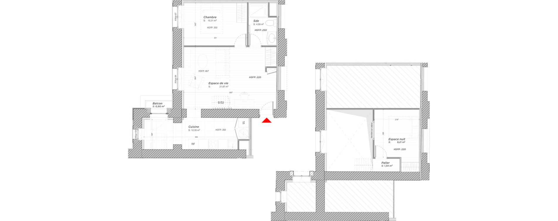 Duplex T2 de 59,17 m2 &agrave; Hayange Centre