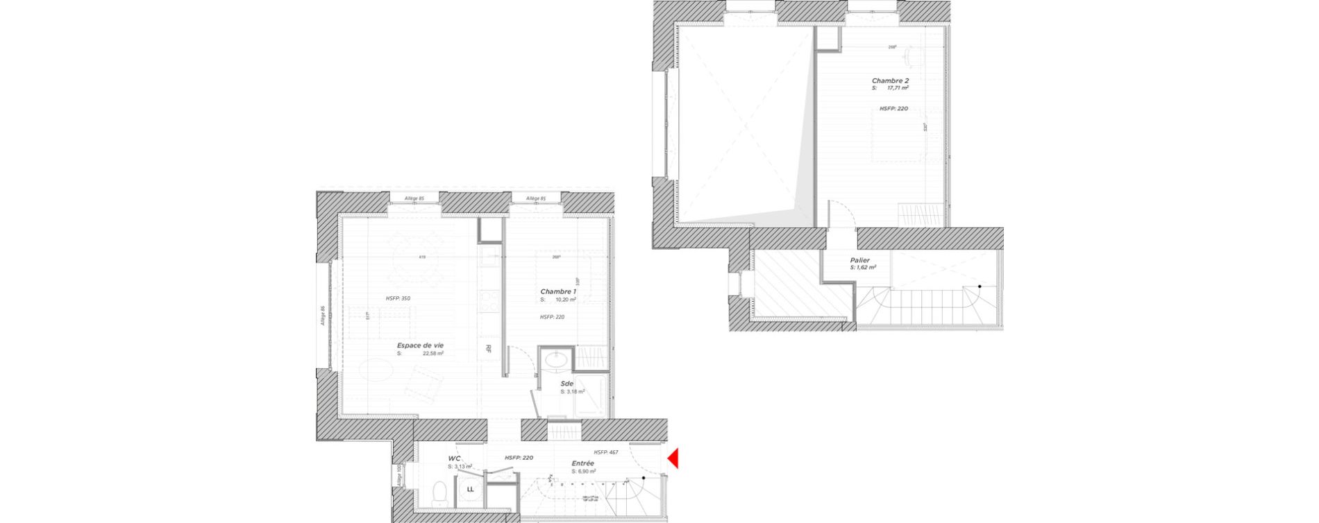 Duplex T3 de 65,32 m2 &agrave; Hayange Centre